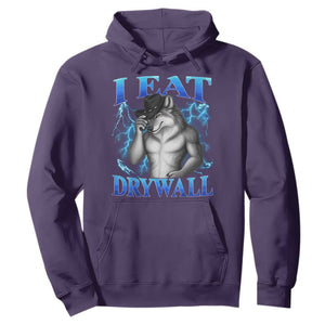 I Eat Drywall Funny Alpha Wolf Hoodie Stupid Brainrot Meme Edging Werewolf Boootleg Graphic