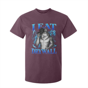 I Eat Drywall Funny Alpha Wolf T Shirt For Kid Stupid Brainrot Meme Edging Werewolf Boootleg Graphic