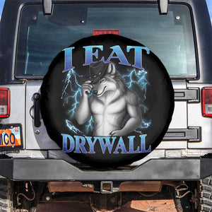 I Eat Drywall Funny Alpha Wolf Spare Tire Cover Stupid Brainrot Meme Edging Werewolf Boootleg Graphic