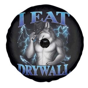 I Eat Drywall Funny Alpha Wolf Spare Tire Cover Stupid Brainrot Meme Edging Werewolf Boootleg Graphic