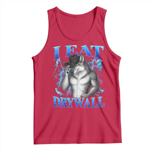 I Eat Drywall Funny Alpha Wolf Tank Top Stupid Brainrot Meme Edging Werewolf Boootleg Graphic