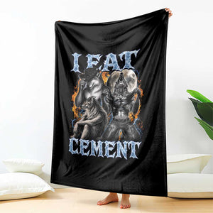 I Eat Cement Funny Alpha Wolf Meme Throw Blanket Stupid Brainrot Meme Edging Werewolf Boootleg Graphic