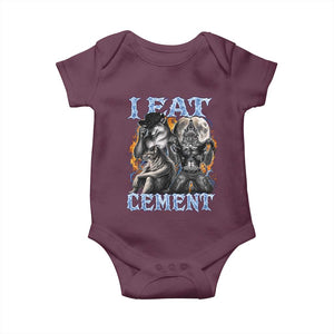 I Eat Cement Funny Alpha Wolf Meme Baby Onesie Stupid Brainrot Meme Edging Werewolf Boootleg Graphic