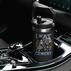I Eat Cement Funny Alpha Wolf Meme Flip Straw Tumbler Stupid Brainrot Meme Edging Werewolf Boootleg Graphic