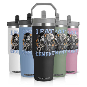 I Eat Cement Funny Alpha Wolf Meme Flip Straw Tumbler Stupid Brainrot Meme Edging Werewolf Boootleg Graphic
