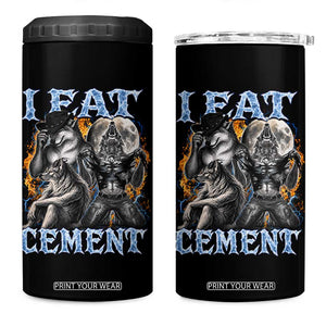 I Eat Cement Funny Alpha Wolf Meme 4 in 1 Can Cooler Tumbler Stupid Brainrot Meme Edging Werewolf Boootleg Graphic