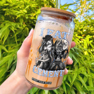 I Eat Cement Funny Alpha Wolf Meme Glass Can Stupid Brainrot Meme Edging Werewolf Boootleg Graphic