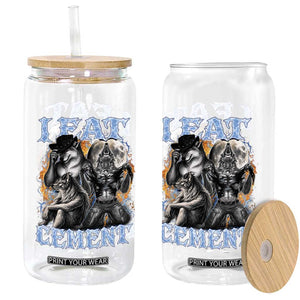 I Eat Cement Funny Alpha Wolf Meme Glass Can Stupid Brainrot Meme Edging Werewolf Boootleg Graphic