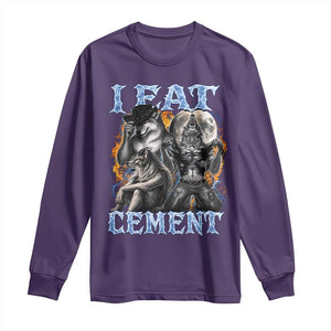 I Eat Cement Funny Alpha Wolf Meme Long Sleeve Shirt Stupid Brainrot Meme Edging Werewolf Boootleg Graphic