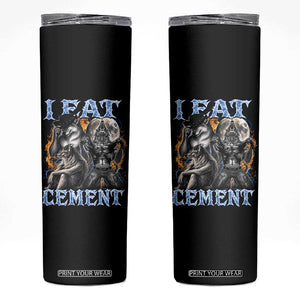 I Eat Cement Funny Alpha Wolf Meme Skinny Tumbler Stupid Brainrot Meme Edging Werewolf Boootleg Graphic