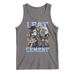 I Eat Cement Funny Alpha Wolf Meme Tank Top Stupid Brainrot Meme Edging Werewolf Boootleg Graphic