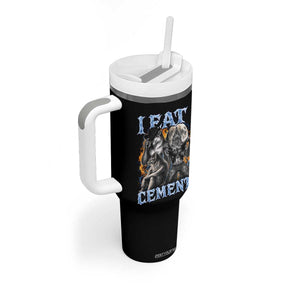 I Eat Cement Funny Alpha Wolf Meme Tumbler With Handle Stupid Brainrot Meme Edging Werewolf Boootleg Graphic