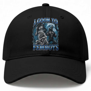 I Goon to Femboys Funny Edging Alpha Wolf Baseball Cap Stupid Brainrot Meme