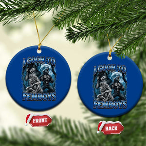 I Goon to Femboys Funny Edging Alpha Wolf Ceramic Ornament Stupid Brainrot Meme