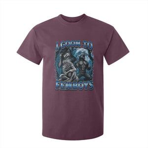 I Goon to Femboys Funny Edging Alpha Wolf T Shirt For Kid Stupid Brainrot Meme