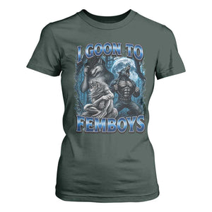 I Goon to Femboys Funny Edging Alpha Wolf T Shirt For Women Stupid Brainrot Meme