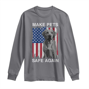 Trump Supporter Long Sleeve Shirt Make Pets Safe Again Dog Vintage American Flag TS11 Charcoal Print Your Wear