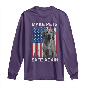 Trump Supporter Long Sleeve Shirt Make Pets Safe Again Dog Vintage American Flag TS11 Purple Print Your Wear