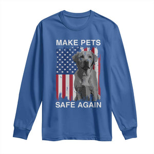 Trump Supporter Long Sleeve Shirt Make Pets Safe Again Dog Vintage American Flag TS11 Royal Blue Print Your Wear