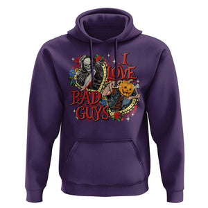 Funny Halloween Hoodie I Love Bad Guys Scary Murderer Horror Skeleton Pumpkin Heart Rose TS11 Purple Print Your Wear