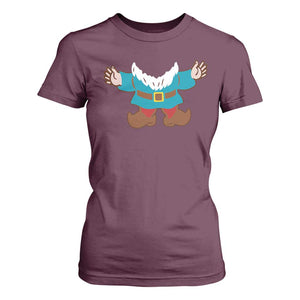 Funny Halloween T Shirt For Women Garden Gnome Body Costume Beard TS11 Maroon Print Your Wear