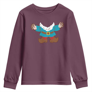 Funny Halloween Youth Sweatshirt Garden Gnome Body Costume Beard TS11 Maroon Print Your Wear
