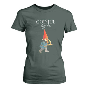 Funny Yule Tomte T Shirt For Women God Jul Uff Da Swedish Christmas Gnome TS11 Dark Forest Green Print Your Wear