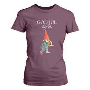 Funny Yule Tomte T Shirt For Women God Jul Uff Da Swedish Christmas Gnome TS11 Maroon Print Your Wear