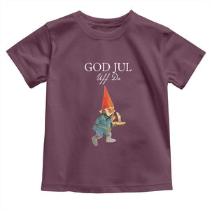 Funny Yule Tomte Toddler T Shirt God Jul Uff Da Swedish Christmas Gnome TS11 Maroon Print Your Wear