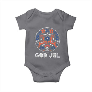 Yule God Jul Baby Onesie Folk Art Scandinavian Reindeers TS11 Charcoal Print Your Wear