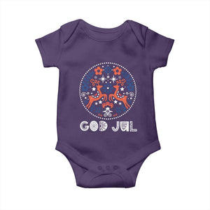 Yule God Jul Baby Onesie Folk Art Scandinavian Reindeers TS11 Purple Print Your Wear