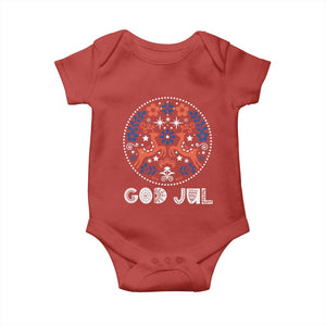 Yule God Jul Baby Onesie Folk Art Scandinavian Reindeers TS11 Red Print Your Wear