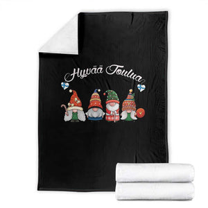 Hyvaa Joulua Throw Blanket Finland Christmas Gnome Korsnäs Sweater TS11 Black Print Your Wear