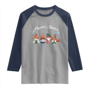 Hyvaa Joulua Raglan Shirt Finland Christmas Gnome Korsnäs Sweater TS11 Sport Gray Navy Print Your Wear