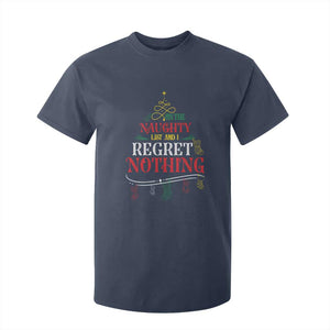 Funny Christmas T Shirt For Kid On The Naughty List And I Regret Nothing Xmas Tree TS11 Navy Print Your Wear