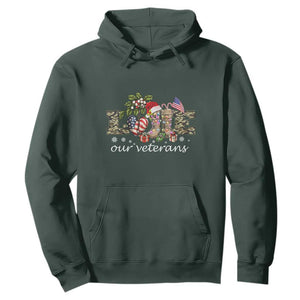 Love Our Veterans Hoodie Veterans Day Proud Military American Flag TS11 Dark Forest Green Print Your Wear