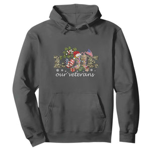 Love Our Veterans Hoodie Veterans Day Proud Military American Flag TS11 Dark Heather Print Your Wear