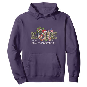 Love Our Veterans Hoodie Veterans Day Proud Military American Flag TS11 S Purple Print Your Wear