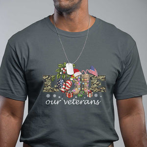 Love Our Veterans T Shirt Veterans Day Proud Military American Flag TS11 Dark Heather Print Your Wear