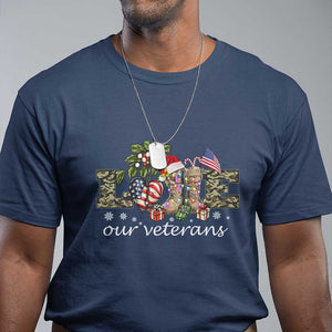 Love Our Veterans T Shirt Veterans Day Proud Military American Flag TS11 Navy Print Your Wear