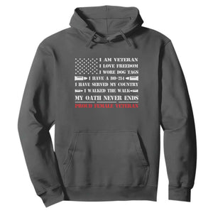 Proud Female Veteran Hoodie I Am Veteran I Love Freedom My Oath Never Ends American Flag TS11 Dark Heather Print Your Wear