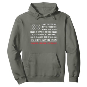 Proud Female Veteran Hoodie I Am Veteran I Love Freedom My Oath Never Ends American Flag TS11 Military Green Print Your Wear