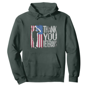 Thank You Veterans Hoodie Veterans Day Proud Military American Flag TS11 Dark Forest Green Print Your Wear