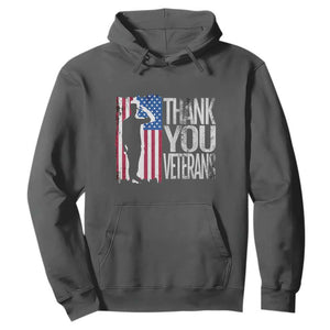 Thank You Veterans Hoodie Veterans Day Proud Military American Flag TS11 Dark Heather Print Your Wear