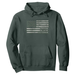 Proud Black Veteran Hoodie Veterans Day Proud Vintage American Flag Military TS11 Dark Forest Green Print Your Wear