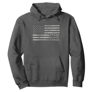Proud Black Veteran Hoodie Veterans Day Proud Vintage American Flag Military TS11 Dark Heather Print Your Wear