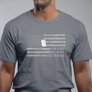 Proud Black Veteran T Shirt Veterans Day Proud Vintage American Flag Military TS11 Charcoal Print Your Wear