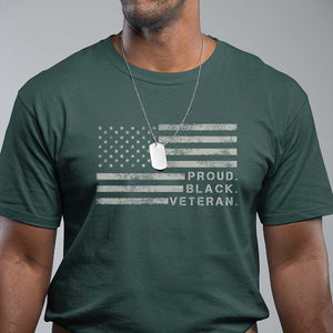 Proud Black Veteran T Shirt Veterans Day Proud Vintage American Flag Military TS11 Dark Forest Green Print Your Wear