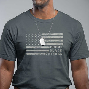 Proud Black Veteran T Shirt Veterans Day Proud Vintage American Flag Military TS11 Dark Heather Print Your Wear