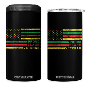 Proud Black Veteran 4 in 1 Can Cooler Tumbler Veterans Day Proud Military American Flag TS11 One Size: 16 oz Black Print Your Wear
